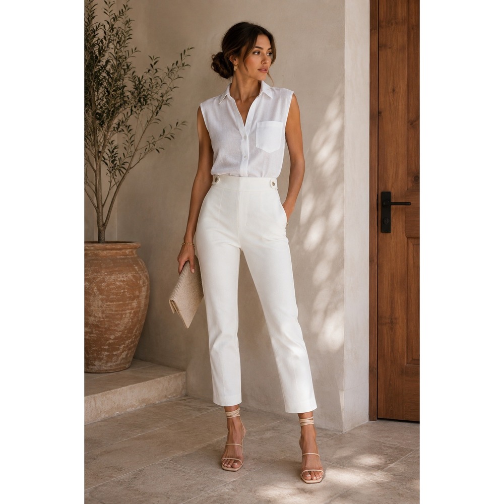 Veronica Beard Trousers Women 2‎ White Gamilia Quiet Luxury Old Money Minimalist